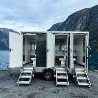Remorque Sanitaire Mobile Commerciale à 3 Cabines, à Essieu Unique, pour Entreprises de Location et Grands Événements