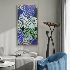 Salon JZ chambre décor abstrait <span class=keywords><strong>feuille</strong></span> 3D émail peinture verre trempé mur Art moderne beau paysage peinture murale - Product Image 4