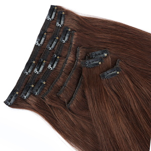 Extensions de cheveux humains naturels <span class=keywords><strong>Remy</strong></span> 100% cheveux humains bruns à clipser, provenant d'un seul donneur - Product Image 3