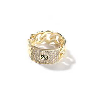 Anillo BES Hip Hop Geometría Cubana Chapado en Oro <span class=keywords><strong>de</strong></span> 14K, Anillo para Hombre, Joyería para Fiesta Rap <span class=keywords><strong>Rock</strong></span>, Anillo Cubano - Product Image 5