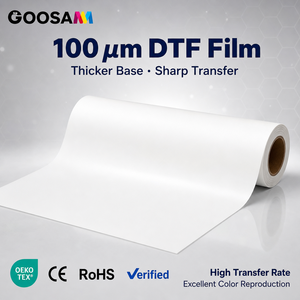 ฟิล์ม PET แบบม้วนสำหรับ DTF ขนาด 30 ซม. 60 ซม. 24 นิ้ว ความยาว 100 เมตร แบบสองหน้า ลอกได้ทั้งแบบร้อนและเย็น หนา 100 ไมครอน สำหรับเครื่องพิมพ์ DTF แบบอิงค์เจ็ท สำหรับงานถ่ายโอนความร้อน - Product Image 1