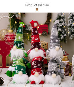 Décoration de Noël poupée sans visage forêt vieil homme flocon de neige chapeau tricoté avec lumière Rudolph jambe suspendue poupée gobelin - Product Image 6