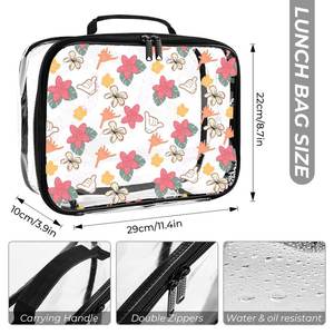 2025 Trending Custom Clear Neceser Set Impermeable Hawaiian Pink Anthurium Print Reutilizar Transparente Clean Juego de dos piezas - Product Image 3