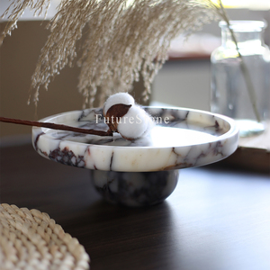 Hiện đại calacatta Viola đá cẩm thạch tự nhiên khay thức ăn tráng miệng thanh lưu trữ bánh đứng đá cẩm thạch trang trí nội thất trang trí trong nhà - Product Image 5