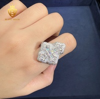 Bague Homme en Argent Sterling 925 avec Moissanite Taille Baguette, Style Croix, Bijoux Hip Hop Ice Out pour Hommes, Passe le Testeur de Diamant - Vente en Gros
