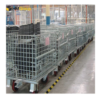 Conteneur en treillis métallique pliable robuste pour entrepôt et transport logistique avec roulettes