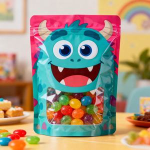 Impresión personalizada a prueba de humedad Chocolate caramelo galletas bolsa de plástico de pie con cremallera bolsa con ventana para aperitivos - Product Image 1
