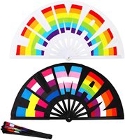 Vente en gros d'éventails en papier Rainbow Pride Éventails publicitaires portatifs Éventails pliants logo personnalisé drapeau hawaïen en plastique imprimé