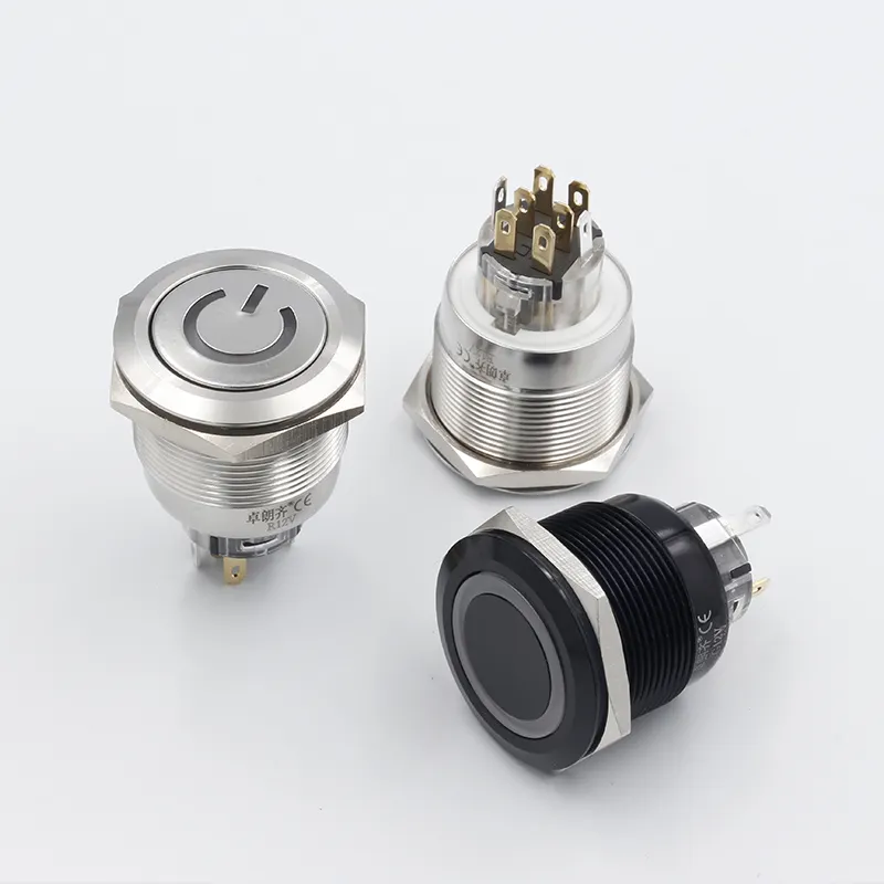 O tipo ZLQ25MMA pode controlar duas linhas. Interruptor de botão de metal de aço inoxidável de tamanho grande à prova d'água com botões grandes