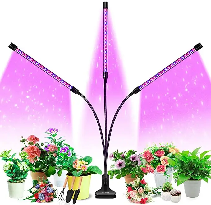 Tri Head Grow Lights for Indoor Plants with Red Blue Spectrum, 10 Dimmable Brightness for Indoor Succulent Plants Grow lights