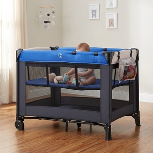 <span class=keywords><strong>Cuna</strong></span> de Metal Plegable Moderna y Lujosa para Bebé, <span class=keywords><strong>Cuna</strong></span> Multifuncional Portátil, Corralito Ajustable para Dormitorio y Sala de Estar - Product Image 4