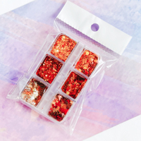 Boîte de 6 compartiments de paillettes pour ongles en forme de feuille d'érable d'automne, sequins hexagonaux holographiques orange-brun, décorations saisonnières pour nail art