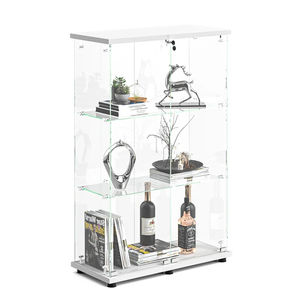 Vitrina Blanca de 2 Puertas y 3 Estantes con Luz LED, Mueble Multiusos para Vinos y Almacenamiento para Sala de Estar - Product Image 4