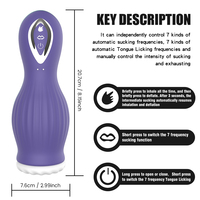 Masturbateur Électrique de Poche pour Hommes, Jouet Sexuel Masculin Étanche IPX7 avec Modes de Succion et de Rotation