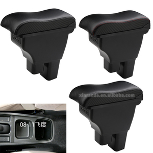 Boîte d'<span class=keywords><strong>accoudoir</strong></span> de console d'<span class=keywords><strong>accoudoir</strong></span> de voiture incurvée en fibre de carbone Organisateur de stockage <span class=keywords><strong>central</strong></span> noir avec USB pour Honda Fit <span class=keywords><strong>2008</strong></span>-2011 - Product Image 1