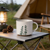 Mug en céramique style nordique avec motif de pin, tasse à café isolée pour la maison ou le bureau, idéale pour Noël