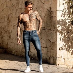 Jeans en denim pour hommes avec logo personnalisé, taille plus, respirant, coupe slim, pantalon pour hommes - Product Image 6