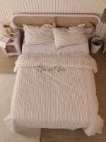 Ensemble De literie 100% coton personnalisé fil teint rayure Jersey tissu drap De lit housse de couette taie d'oreiller Cobertores Sabanas De Cama