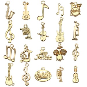 Gold Alloy Musical Instrument Pendants Mixed Shapes For DIY Jewelry Making Earrings Necklace Accessories - Product Image 4