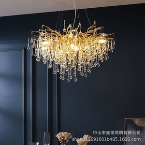 โคมไฟระย้าคริสตัลหรูหรา รูปทรงยาว หลายหัว แหล่งกำเนิดแสง LED สำหรับห้องนั่งเล่นในบ้าน ดีไซน์ทันสมัย สวยงาม - Product Image 3
