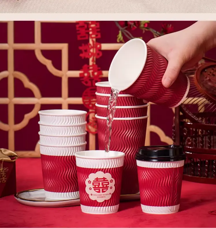 Disposable blank thickened paper cup multi specification double-layer coffee paper cup