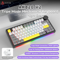 AJAZZ AK820 V2 / AK820 V2 Pro Gaming Mechanical Keyboard 75% ABS 82 Tombol 10000mAh Wireless Tri-mode Keyboard Gamer untuk Laptop PC
