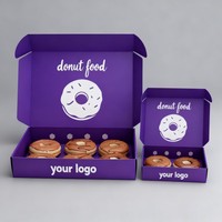 Boîte d'emballage en papier laminé brillant ou mat, recyclable, personnalisée, de qualité alimentaire, pour donuts, sushis, biscuits, desserts, vente en gros