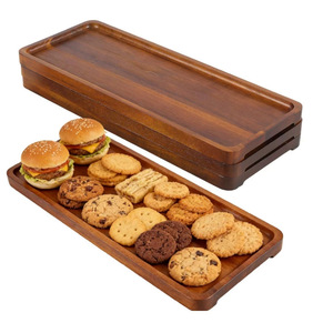 Japanese Style Solid Wood Serving <b>Tray</b> Dark Brown Rectangle For <b>Snacks</b> Desserts Breakfast Hotel Coffee Tea Display - Product Image 1