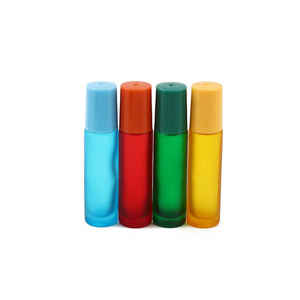 Rollo de vidrio de color rojo de 10ml en botella con rodillo de acero inoxidable y tapa de plástico para aceite esencial - Product Image 4