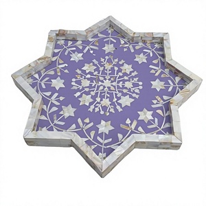 Plateau de service en nacre à prix de gros pour dattes et chocolats, design minimaliste en forme d'étoile, idéal pour la décoration du Ramadan et de l'Aïd - Product Image 1
