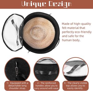 ट्रैवल हैट स्टोरेज फेडोरा हैट बॉक्स आयोजक बेसबॉल टोपी के लिए स्पष्ट प्लास्टिक महसूस भंडारण बॉक्स - Product Image 2
