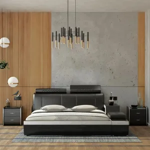 Ensemble de chambre à coucher en bois moderne de luxe, design haut et bas avec design ergonomique avancé pour meubles de maison et de villa