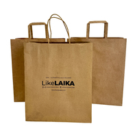 Sacs de courses en papier kraft imprimés sur mesure, biodégradables, en papier brun, avec logo personnalisé, emballage alimentaire à emporter
