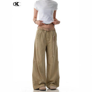 <span class=keywords><strong>Pantalon</strong></span> <span class=keywords><strong>cargo</strong></span> décontracté ample de style rétro américain 11KN, taille mi-haute, fermeture éclair, design unisexe, jambe large, <span class=keywords><strong>pantalon</strong></span> long droit - Product Image 4