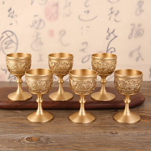 Gobelet en laiton gaufré <span class=keywords><strong>Dragon</strong></span> Phénix, coupe à vin à pied épais, verre à liqueur style chinois, décoration d'intérieur, cadeau de festival - Product Image 3