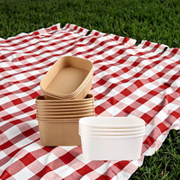 Offre Spéciale – Boîte à lunch rectangulaire en papier kraft écologique jetable avec poignée, personnalisable, biodégradable, pour plats à emporter