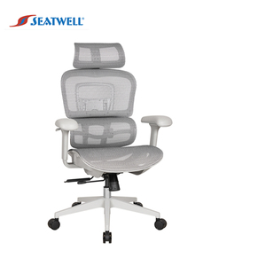 Chaise de bureau ergonomique à dossier haut en maille grise - Product Image 1