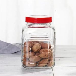 2500ML 1800ML 1000ML 700ML Pot de stockage de croustilles carrées en verre avec couvercle en plastique dans <span class=keywords><strong>la</strong></span> <span class=keywords><strong>cuisine</strong></span> - Product Image 6