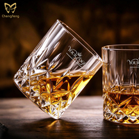 Verres à whisky personnalisés Tasse à boire de liqueur créative Verres diamantés Verre cristal à base épaisse