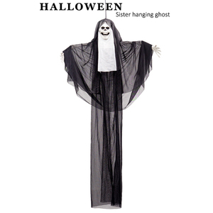 Decoración Colgante <span class=keywords><strong>de</strong></span> Monja Esqueleto <span class=keywords><strong>de</strong></span> Terror para Halloween, Casa Encantada, Negra, Desgastada, Brillante y Aterradora - Product Image 3