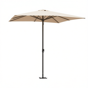 Parasol de jardin taupe 70,9x43,3 po avec mât en aluminium, inclinaison manuelle, protection solaire extérieure, parasol de terrasse avec base - Product Image 1