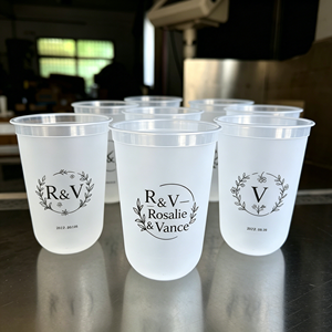 400ml Personalized Frosted PP Plastic Single Wall <b>Custom</b> <b>Cups</b> UV Printing 90mm Diameter crest Brand Wedding 12oz Juice Drinking - Product Image 1