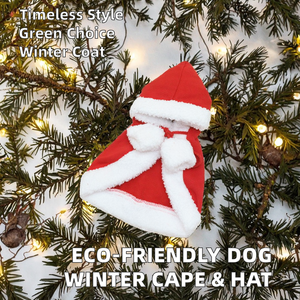 Manteau d'hiver pour chien, en polyester uni, classique, écologique, lavage à la main, cape et accessoires de chapeau - Product Image 2