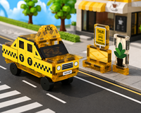 30 Piezas de Bloques Magnéticos Educativos Montessori STEM, Juego de Bloques de Construcción con Temática de Taxi, Juguete de Construcción para Niños