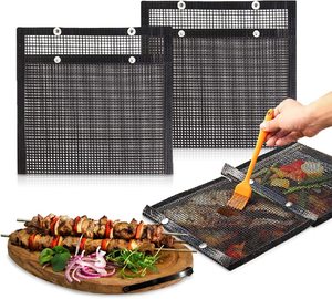 Stock Available Reusable Non-Stick BBQ <b>Mesh</b> <b>Grill</b> Bags & Mats (Black/Gold Customizable Sizes) - Product Image 1