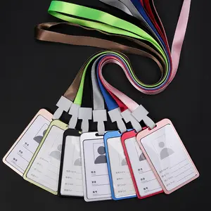 Badge Houder Naamplaatje Aluminium ID Card case met Afneembare Hals Lanyard voor School Kantoor