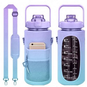 Wholesale Summer Outdoor Large Capacity Sport or Gym BPA-Free Plastic Fitness Travel <b>Water</b> <b>Bottle</b> <b>with</b> <b>Time</b> Maker - Product Image 5