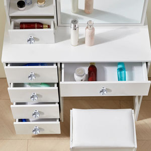 <span class=keywords><strong>Tocador</strong></span> Moderno de Madera Blanca con Espejo Iluminado y Almacenamiento para Dormitorio, <span class=keywords><strong>Tocador</strong></span> para <span class=keywords><strong>Niñas</strong></span> - Product Image 3
