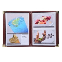 Porte-Menu en cuir PU, personnalisé, pour café, couverture de table transparente, 4 Pages à l'intérieur