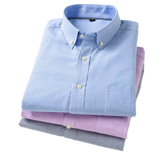 Men's Striped Dress Shirt Button <b>Down</b> Collar Full Sleeve Regular Fit 100% Cotton Poplin Smart Casual Spring Wear - Product Image 1